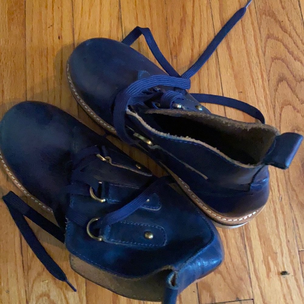 Navy leather boots